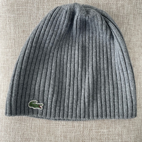 Lacoste Other - Lacoste 100% Merino Wool Beanie (Grey)